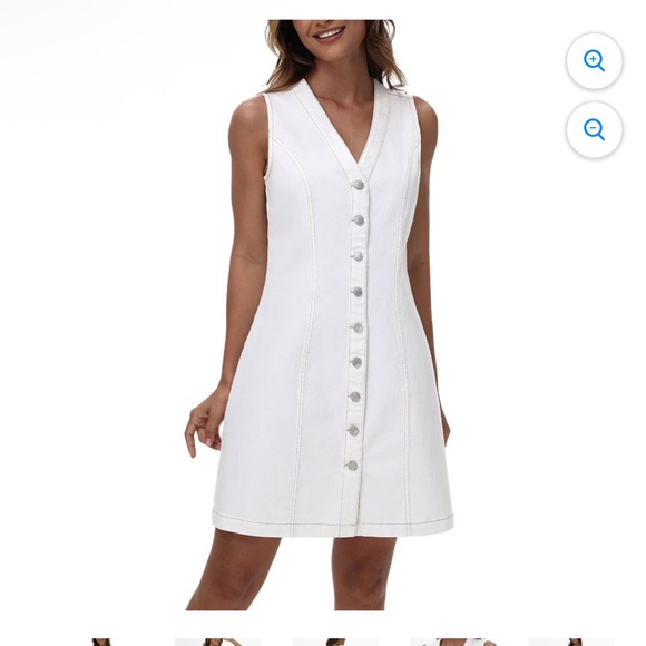 Frye White Denim Button Front mid dress sleeveless XL - Picture 2 of 6